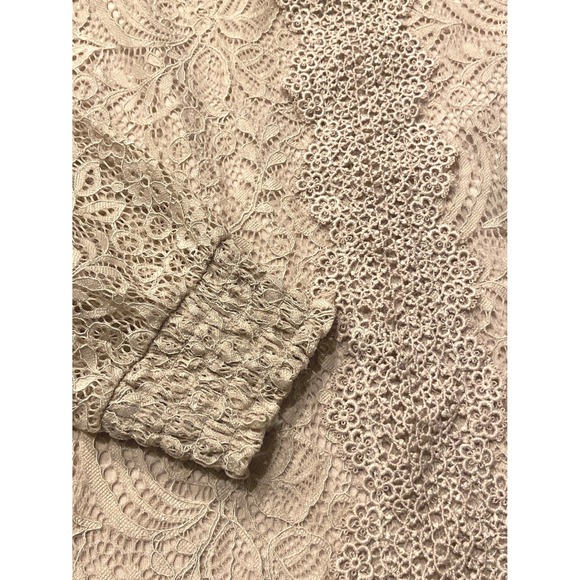 Cable & Gauge Vintage Beige Unconventional Lace Gothic Romance Blouse Top sz M - Picture 4 of 7